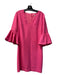 Trina Turk Size 8 Hot pink Polyester V Neck Back Zip 3/4 Bell Sleeve Dress Hot pink / 8