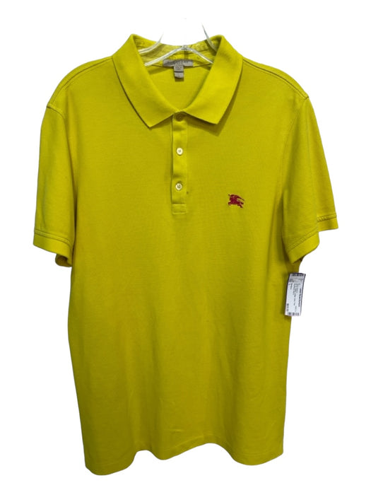 Burberry AS IS Size L Yellow Cotton Solid Polo Men's Short Sleeve L