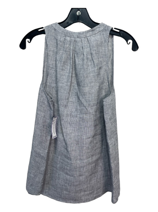 Joie Size XS Gray & White Linen round split neck Sleeveless 1/2 Button Top Gray & White / XS