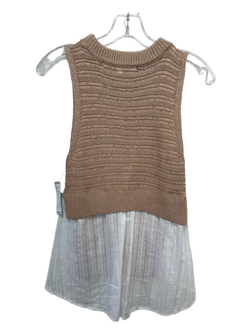 Veronica Beard Size S Beige & White Cotton layered Crochet Sleeveless Top Beige & White / S