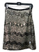 Elie Tahari Size XS Silver & Black Polyester Mid Rise Embellished metallic Skirt Silver & Black / XS