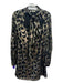 Milly Size 2 Black & Gold Silk Blend Scalloped Print Long Sleeve Open Back Dress Black & Gold / 2