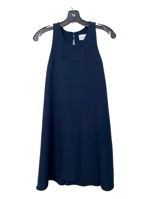 Milly Size 4 Navy Polyester High Neck Sleeveless Back Zip Below knee Dress Navy / 4