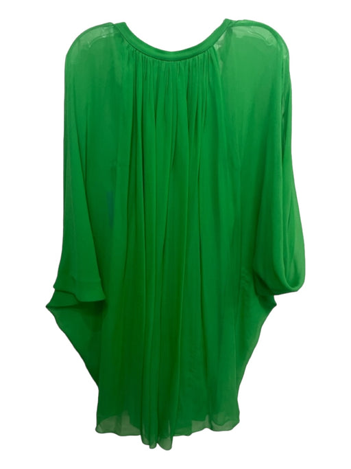 Diane Von Furstenberg Size 2 Green Silk V Neck Sheer Overlay Cape Sleeve Dress Green / 2