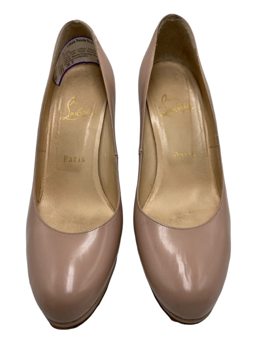 Christian Louboutin Shoe Size 36.5 Beige Leather Almond Toe Closed Heel Pumps Beige / 36.5