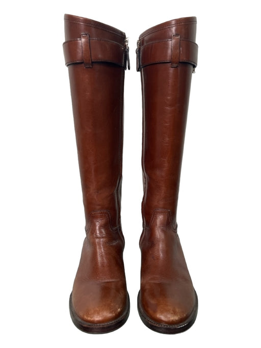 Tory Burch Shoe Size 7 Brown Leather Knee High Round Toe Side Zip Boots Brown / 7