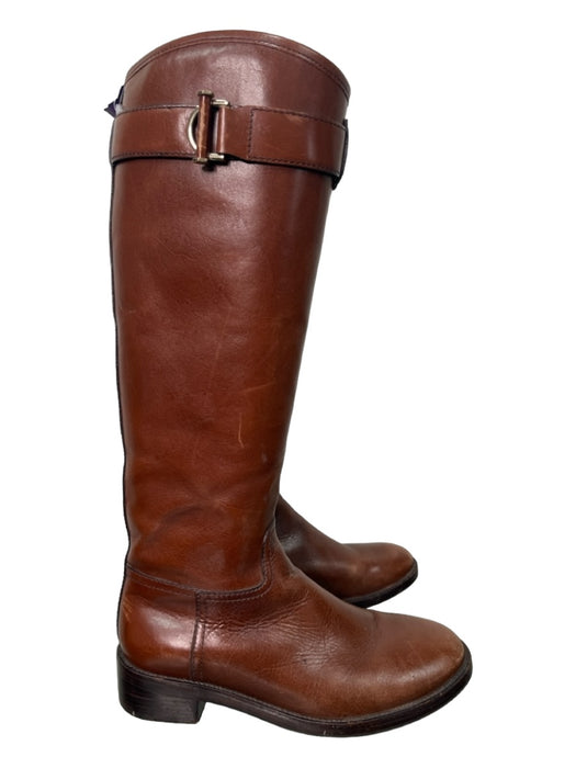 Tory Burch Shoe Size 7 Brown Leather Knee High Round Toe Side Zip Boots Brown / 7