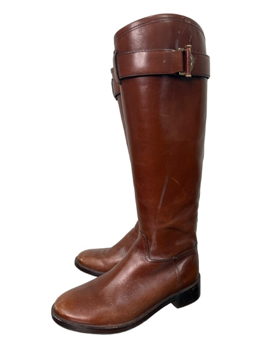 Tory Burch Shoe Size 7 Brown Leather Knee High Round Toe Side Zip Boots Brown / 7