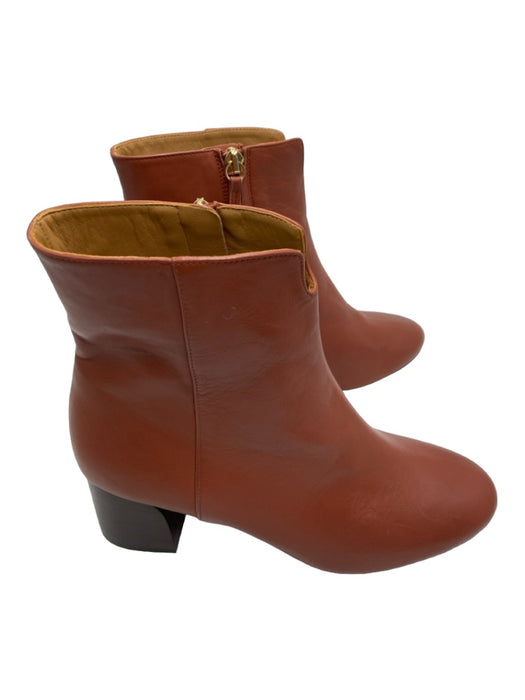 M. Gemi Shoe Size 38.5 Camel Brown Leather Ankle Almond Toe Stacked Heel Booties Camel Brown / 38.5