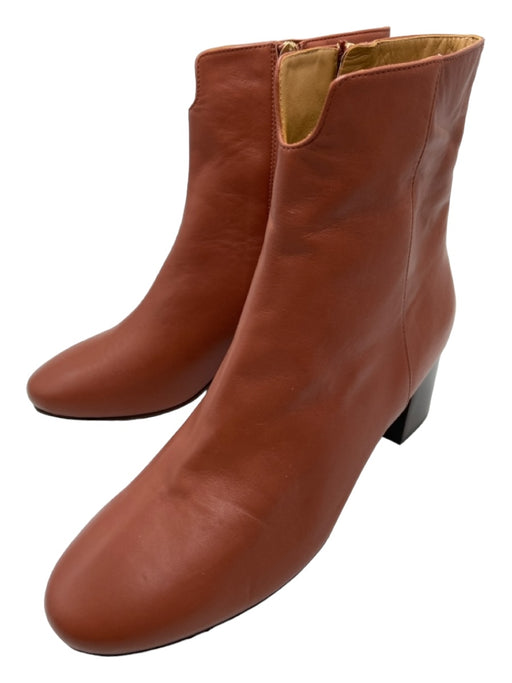 M. Gemi Shoe Size 38.5 Camel Brown Leather Ankle Almond Toe Stacked Heel Booties Camel Brown / 38.5