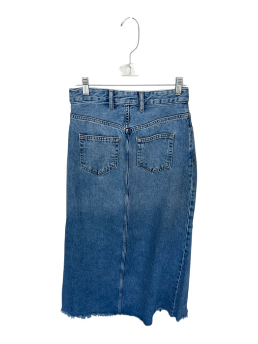 Pilcro Size 4 Medium Wash Denim Front Slit Front & Back Pockets Raw Hem Skirt Medium Wash / 4