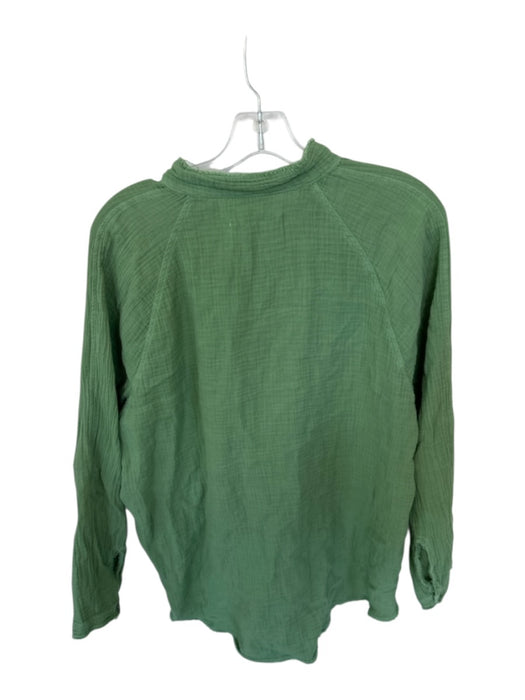 We The Free Size XS Green Cotton Long Sleeve Button Up Raw Hem Top Green / XS