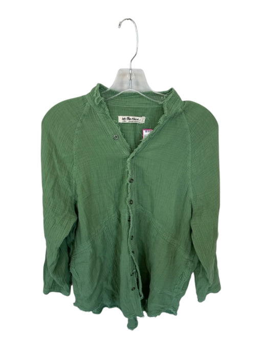 We The Free Size XS Green Cotton Long Sleeve Button Up Raw Hem Top Green / XS