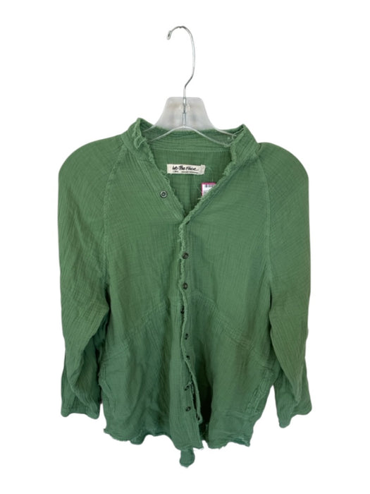 We The Free Size XS Green Cotton Long Sleeve Button Up Raw Hem Top Green / XS