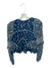 Anthropologie Size S Navy & Multi Viscose Long Sleeve Button Up Ruffle Top Navy & Multi / S