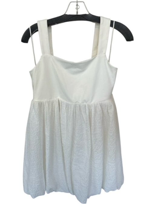 English Factory Size M White Nylon Blend Bubble Hem Tank Mini Square Neck Dress White / M