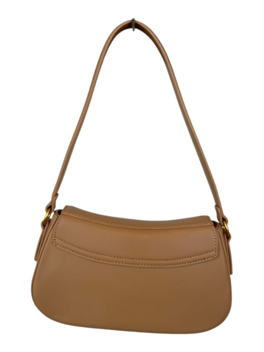 Miztique Tan PU Leather & Polyester Shoulder Bag Gold detail Clasp Purse Tan / S