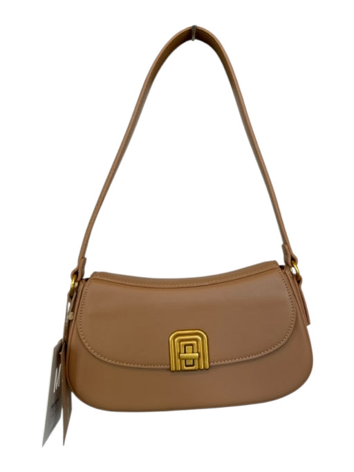 Miztique Tan PU Leather & Polyester Shoulder Bag Gold detail Clasp Purse Tan / S