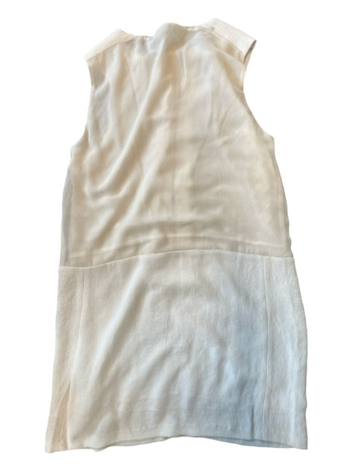 J Brand Size 6 Cream & White Polyester Sleeveless Front Zip Shift Dress Cream & White / 6