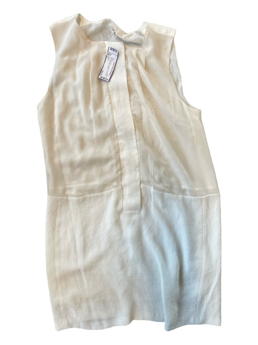 J Brand Size 6 Cream & White Polyester Sleeveless Front Zip Shift Dress Cream & White / 6