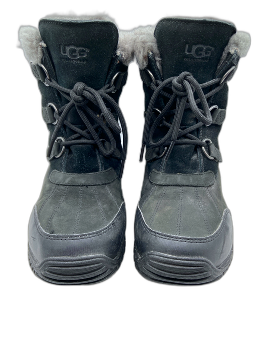 Ugg Shoe Size 8 Black & Gray Suede Lined lace up Hiking Boots Black & Gray / 8