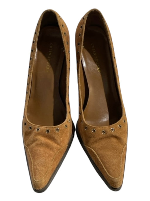 Colin Stuart Shoe Size 7.5 Cognac Suede Grommet Detail Pump Stacked Shoes Cognac / 7.5