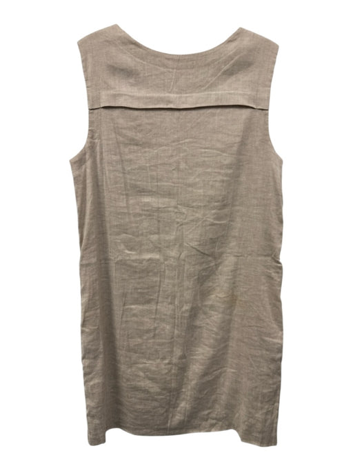 Theory Size s / 4 Oatmeal Beige Linen & Viscose Sleeveless Round Neck Mini Dress Oatmeal Beige / s / 4
