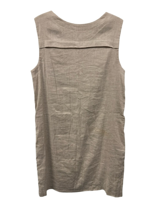 Theory Size s / 4 Oatmeal Beige Linen & Viscose Sleeveless Round Neck Mini Dress Oatmeal Beige / s / 4