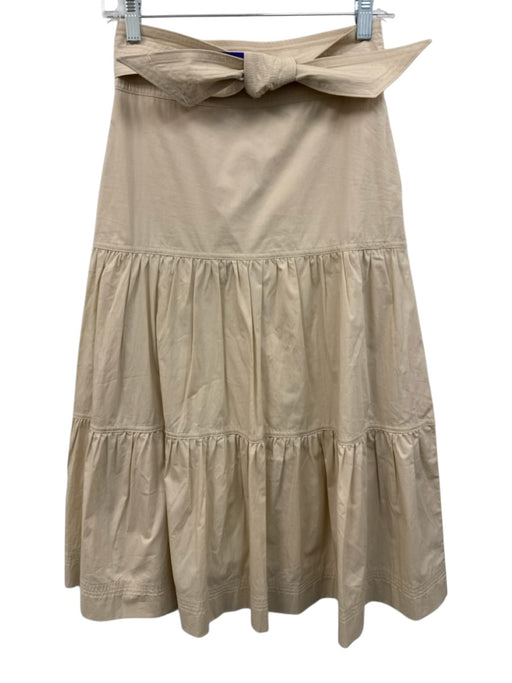 Veronica Beard Size XS Light Beige Pima Cotton Blend Seam Detail Tiered Skirt Light Beige / XS
