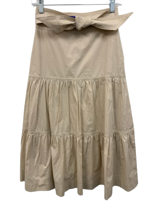 Veronica Beard Size XS Light Beige Pima Cotton Blend Seam Detail Tiered Skirt Light Beige / XS