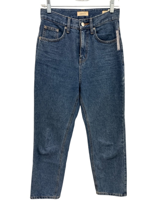 Vegetable Size S Medium Wash Cotton Denim High Rise Straight Leg Jeans Medium Wash / S
