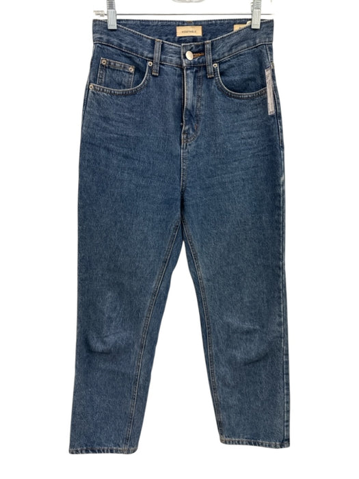 Vegetable Size S Medium Wash Cotton Denim High Rise Straight Leg Jeans Medium Wash / S