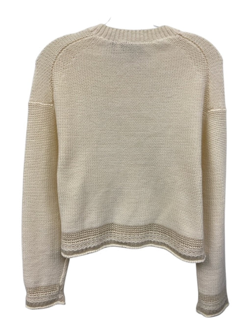 Theory Size P Cream White Cotton Blend Long Sleeve Button Front Cardigan Cream White / P