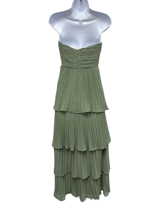 Lulus Size Small Sage green Polyester Strapless Pleated Peplum Gown Sage green / Small