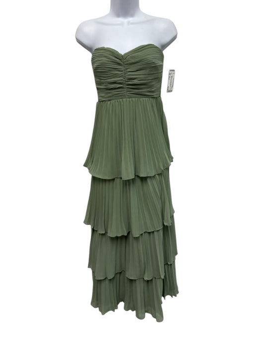 Lulus Size Small Sage green Polyester Strapless Pleated Peplum Gown Sage green / Small