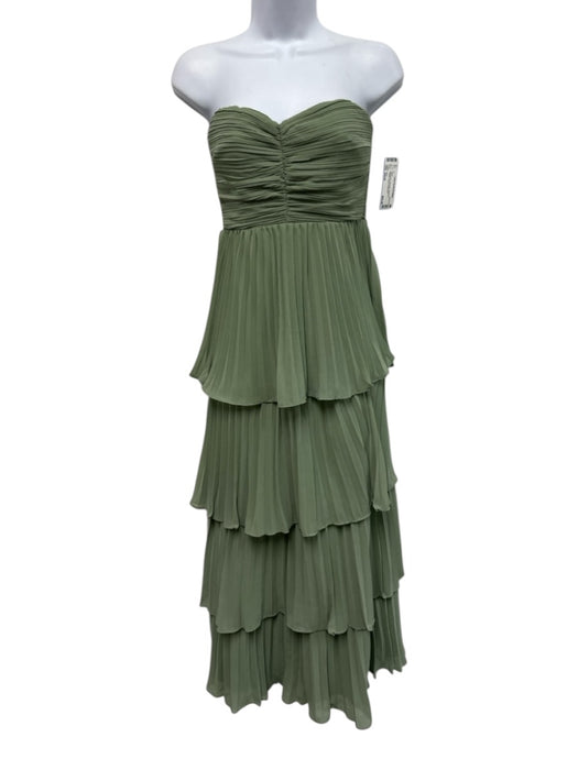 Lulus Size Small Sage green Polyester Strapless Pleated Peplum Gown Sage green / Small