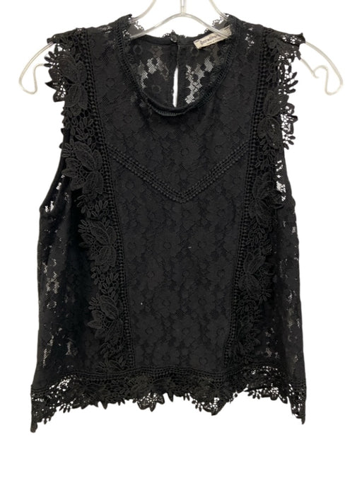 Stradivarius Size Large Black Sleeveless Lace Top Black / Large