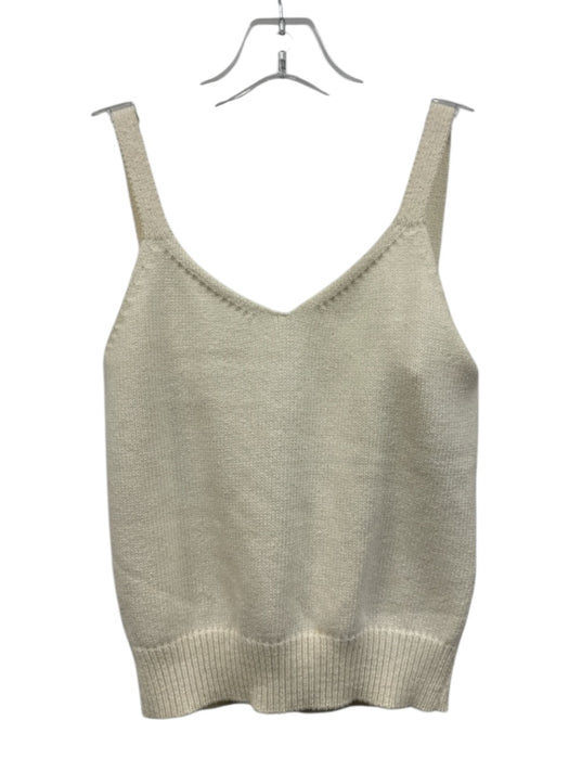 LO61 Size Est. XS/S Cream Cotton Blend Knit Tank Cardigan Set Sweater Set Cream / Est. XS/S