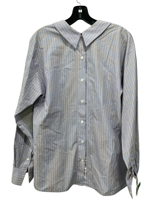 Front Row Shop Size XS Gray & Blue Cotton Blend Pinstripe Long Sleeve Top Gray & Blue / XS