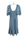 Hill House Size M Blue & White Polyester Smocked Puff Sleeves Tiered Dress Blue & White / M