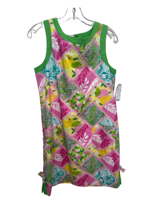 Lilly Pulitzer Size 8 Green Pink Yellow Blue Cotton Sleeveless Geometric Dress Green Pink Yellow Blue / 8