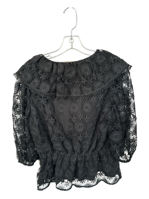 Marie Oliver Size S Black Lace Long Balloon Sleeve Flowers Top Black / S