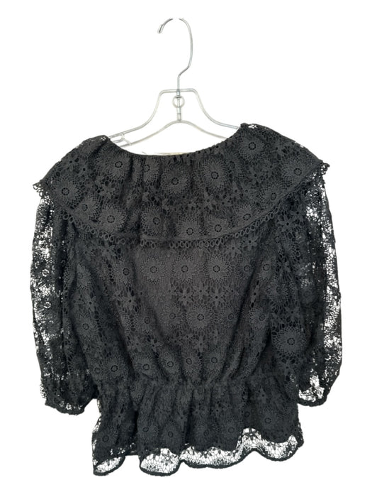Marie Oliver Size S Black Lace Long Balloon Sleeve Flowers Top Black / S