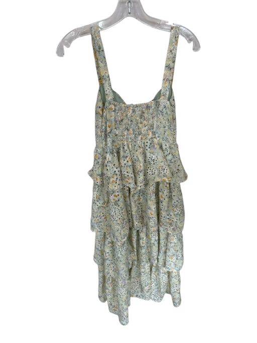 ASTR Size S Green & Yellow Polyester Sleeveless Floral eyelet Tiered Dress Green & Yellow / S