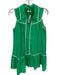 TCEC Size M Green & White Cotton Sleeveless Piping Button Down Drop Waist Dress Green & White / M