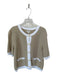 J. Crew Size S Taupe & White Cotton Short Sleeve Button Down Knit Sweater Taupe & White / S