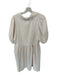 Entro Size M Cream Polyester Short Balloon Sleeve Collar Snap Buttons Dress Cream / M
