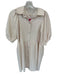 Entro Size M Cream Polyester Short Balloon Sleeve Collar Snap Buttons Dress Cream / M