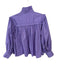 Karlie Size S Purple Cotton Long Balloon Sleeve Ruffle Collar Neck Tie Top Purple / S