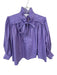 Karlie Size S Purple Cotton Long Balloon Sleeve Ruffle Collar Neck Tie Top Purple / S
